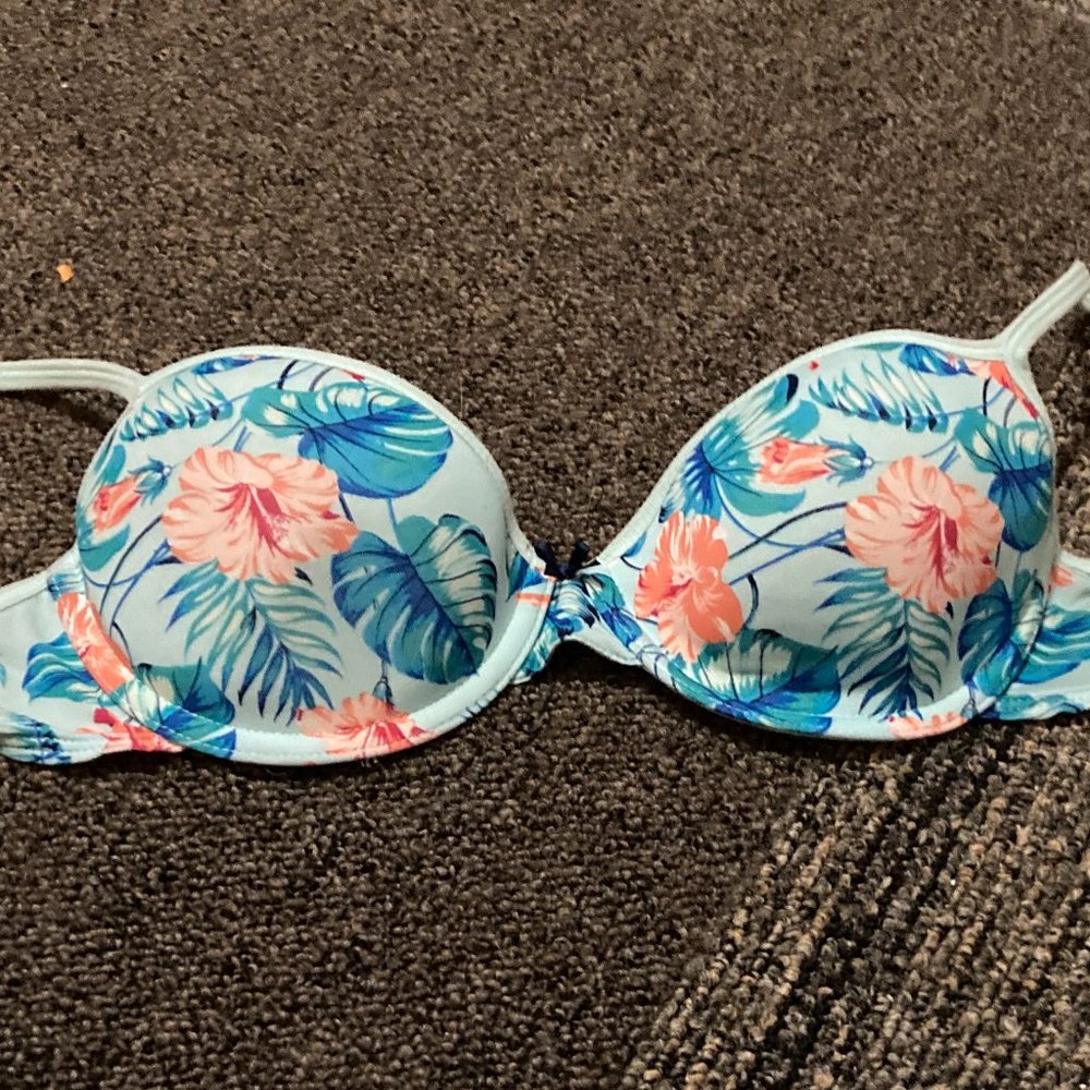 Floral Blue Bra